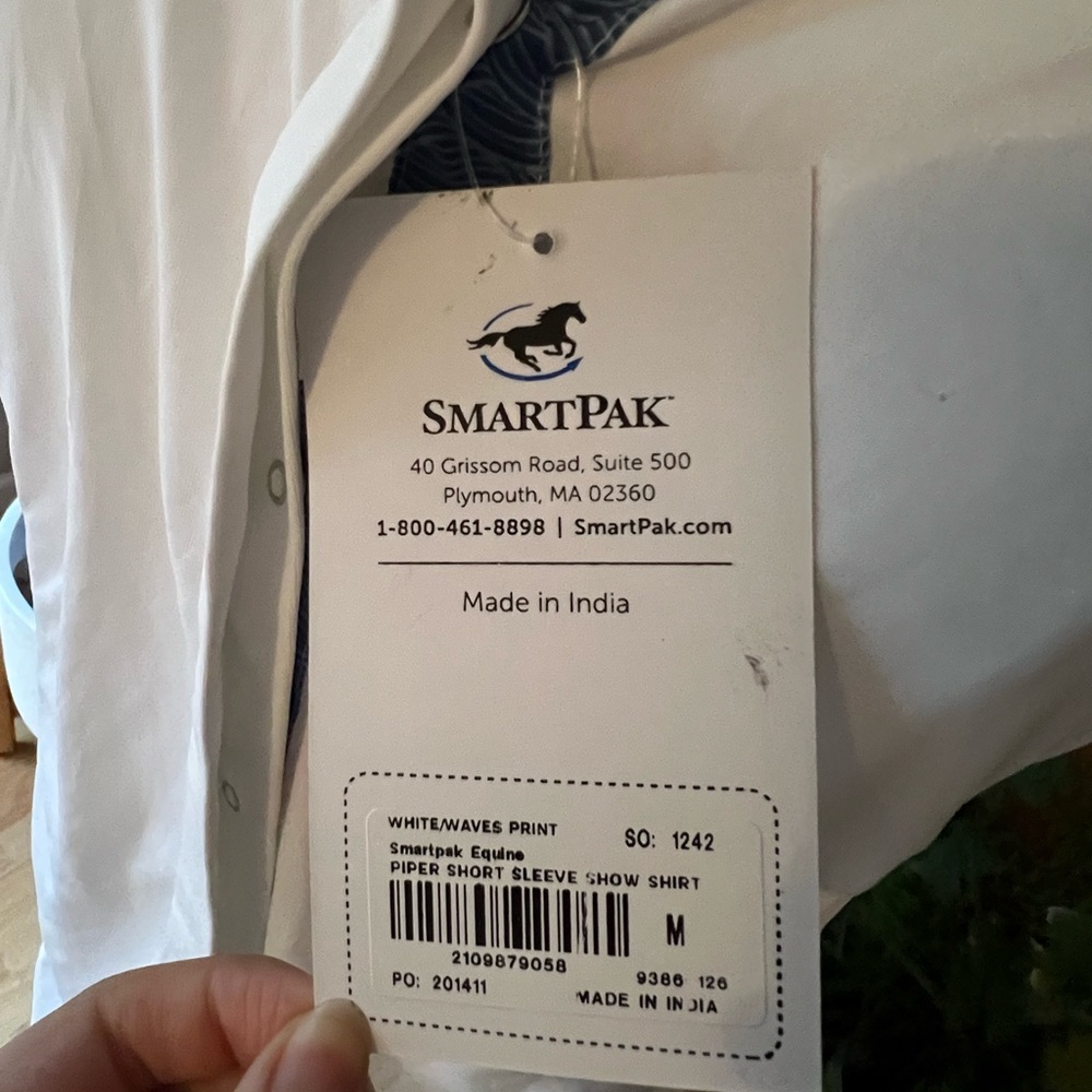 Piper by Smartpak WomensWhite Shirt with Patterned Blue Collar - Picture 6 of 7
